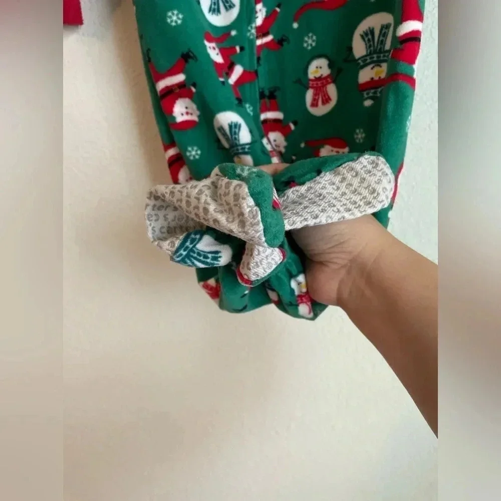 Carters baby fleece footie red and green Christmas pajamas size 18 months